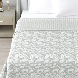CHICERY Grey & White Floral Printed AC Room Pure Cotton 210 GSM Double Bed Dohar-picture-10