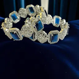 The Pari Set Of 2 Rhodium-Plated American Diamond-Studded Bangles image 3