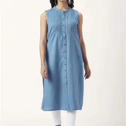 Rangmanch by Pantaloons Blue Cotton Straight Kurta-picture-10