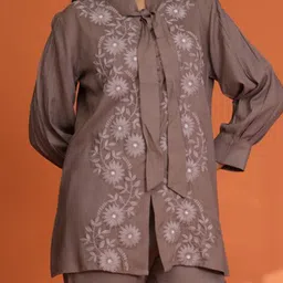 Kaftanize Embroidered Top With Trousers Co-Ord image 3