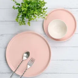 VarEesha Pink Ceramic 3 Pcs Dinner Set-image-4