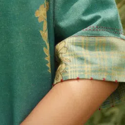 Jaypore Green Dabu Print Flared Fit Dress image 5