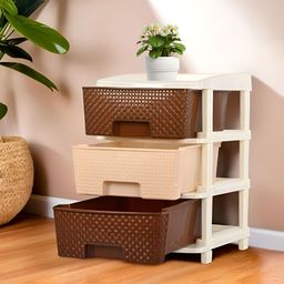 RUBOXA Beige & Brown 3-Layer Modular Storage Drawer Organiser-picture-9