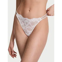 victoria's secret intimates Victoria's Secret Dream Angels Twinkle Strap Lace Brazilian Panty White image 1