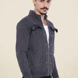 Campus Sutra Grey Textured Jacket image 4