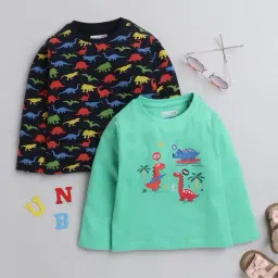Bumzee Kids Navy & Green Printed Full Sleeves T-Shirt (Pack Of 2)-image-56