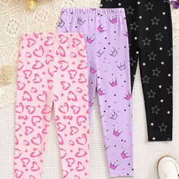 YK X Trampoline Girls Pack Of 3 Printed Slim-Fit Stretchable Ankle-Length Leggings-picture-21