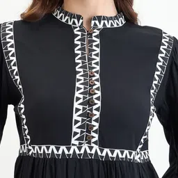 Styli Embellished Embroidered Bishop Sleeve A-Line Dress image 5