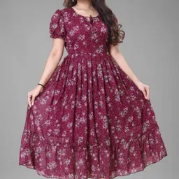 heet tex Women Pleated Maroon Maxi/Full Length Dress-picture-25