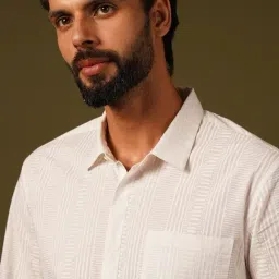 Jaypore White Striped Regular Fit Shirt image 4