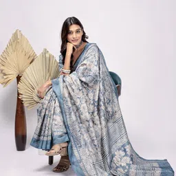 RACHNA Floral Printed Bhagalpuri Ready To Wear Saree image 4