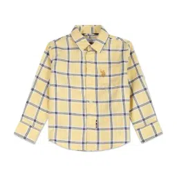 U.S. Polo Assn. Kids Yellow Cotton Chequered Full Sleeves Shirt-picture-39