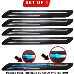 SCA Rubber Car Side Bumper Protector Guard with Double Chrome Strip for Maruti Suzuki WagonR Old Model Black (Set of 4) image 2