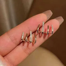 kazare Set Of 2 Rhodium-Plated Pearls Studded Enamelled Floral Shaped Studs image 2