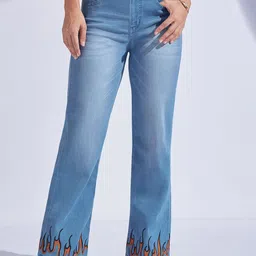Miss Chase Women Straight Fit Mid-Rise Light Fade Stretchable Jeans-image-21