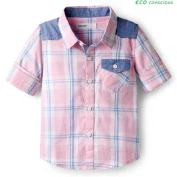 Babyoye 100% Cotton Knit Full Sleeves Checks Shirt - Blue & Pink-picture-20