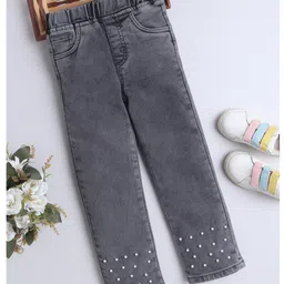 Bright Stars KIDSWEAR Woven Pearls Embellished Mild Washed Jeans - Grey-picture-12