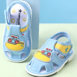 Cute Walk by Babyhug Velcro Closure Sandals with Ship Applique - Light Blue-picture-22