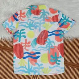 The Lion and the Fish Half Sleeves Palm Trees Printed Shirt - Multi Colour image 3