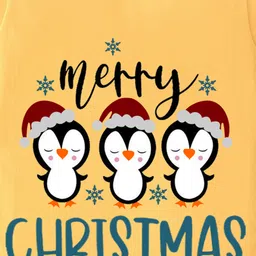 BLUSHES Christmas Theme 100% Cotton Full Sleeves Merry Christmas Text Printed Romper - Yellow image 4