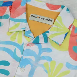 The Lion and the Fish Half Sleeves Palm Trees Printed Shirt - Multi Colour image 4