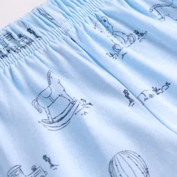 Ollypop Interlock Knit Full Length Lounge Pant With Animal Print - Light Blue image 3