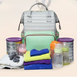 House of Quirk  Diaper Bag Maternity Backpack Stripe Pattern - Green image 4
