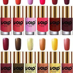 VOLO Set Of 12 Luxury Super Shine Nail Polish - 9.9 ml Each- Carrot Red - Red, Coral-picture-44