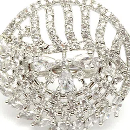 Bhana Fashion Silver-Plated & White Handcrafted Finger Ring image 4