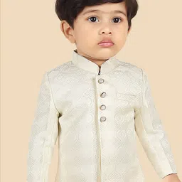 Ethniks Neu-Ron Boys Woven Design Straight Chanderi Silk Kurta with Pyjamas image 5