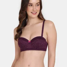 Zivame Purple Lace Half Coverage Balconette Bra-picture-40