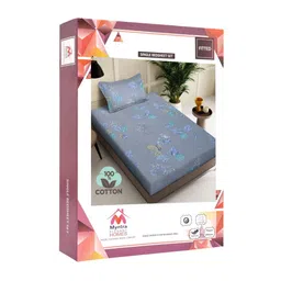 Myntra Elegant Homes Grey 400 TC Pure Cotton Fitted Single Bedsheet Set 2.25 m x 1.5 m image 4