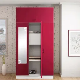 Godrej Interio Slimline 3-Door Steel Almirah, Red (1-Year Warranty, 1 Locker,OHU)-picture-12