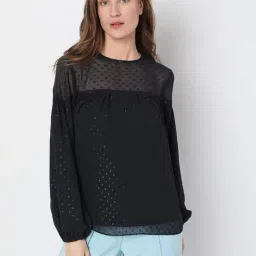 Vero Moda Black Self Design Top-image-49