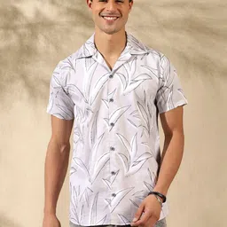 FILO HEVIS Relaxed Fit Floral Printed Spread Collar Cotton Shirt-image-71