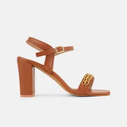 DressBerry Women Textured Party Block Sandals with Buckle image 3