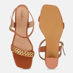 DressBerry Women Textured Party Block Sandals with Buckle image 4