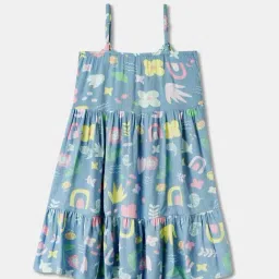 R&B Kids Blue Printed Regular Fit Dress image 2