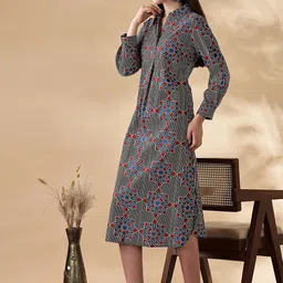 Anouk Geometric Striped A-Line Midi Dress image 5