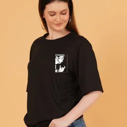 Moda Rapido Women Graphic Printed Round Neck Cotton Oversized T-shirt image 2