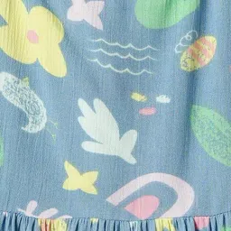 R&B Kids Blue Printed Regular Fit Dress image 5