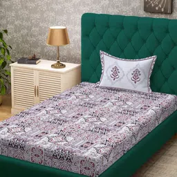 KLOTTHE Purple Ethnic Motifs 400 TC Single Bedsheet Set-picture-20