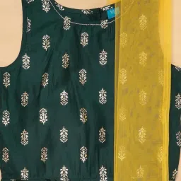 YU by Pantaloons Kids Green & Yellow Embroidered Kurta Set image 4