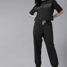 Roadster Women Black Typography Print Co-ord Set image 4