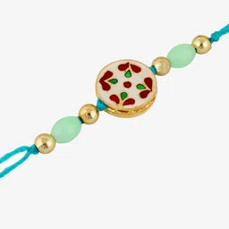 LUCKY JEWELLERY Stone-Studded & Textured Meenakari Rakhis image 5