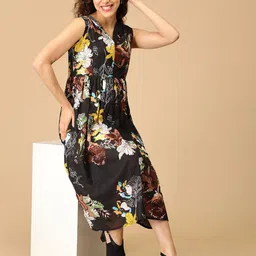 The Mom Store Floral Print Maternity A-Line Midi Dress image 4