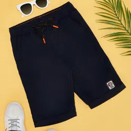 Pantaloons Junior Cotton Solid Shorts - Navy Blue-picture-13