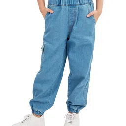 Olele Cotton Denim Woven Solid Baggy Fit Jeans - Blue-picture-13