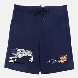 Wear Your Mind Knit Warner Bros Featuring Tom & Jerry Printed Shorts - Navy Blue-image-72