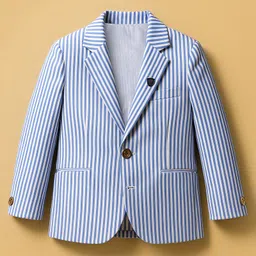 Rikidoos Full Sleeves Striped Blazer - Blue & White-picture-23